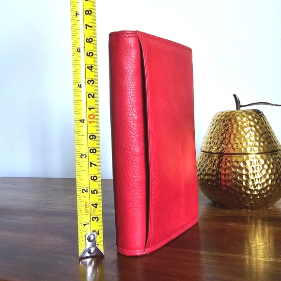 Money Maker Genuine Leather Women's Clip Red Purse RFID 5 Cards, Classic Wallet - Picture 14 of 15